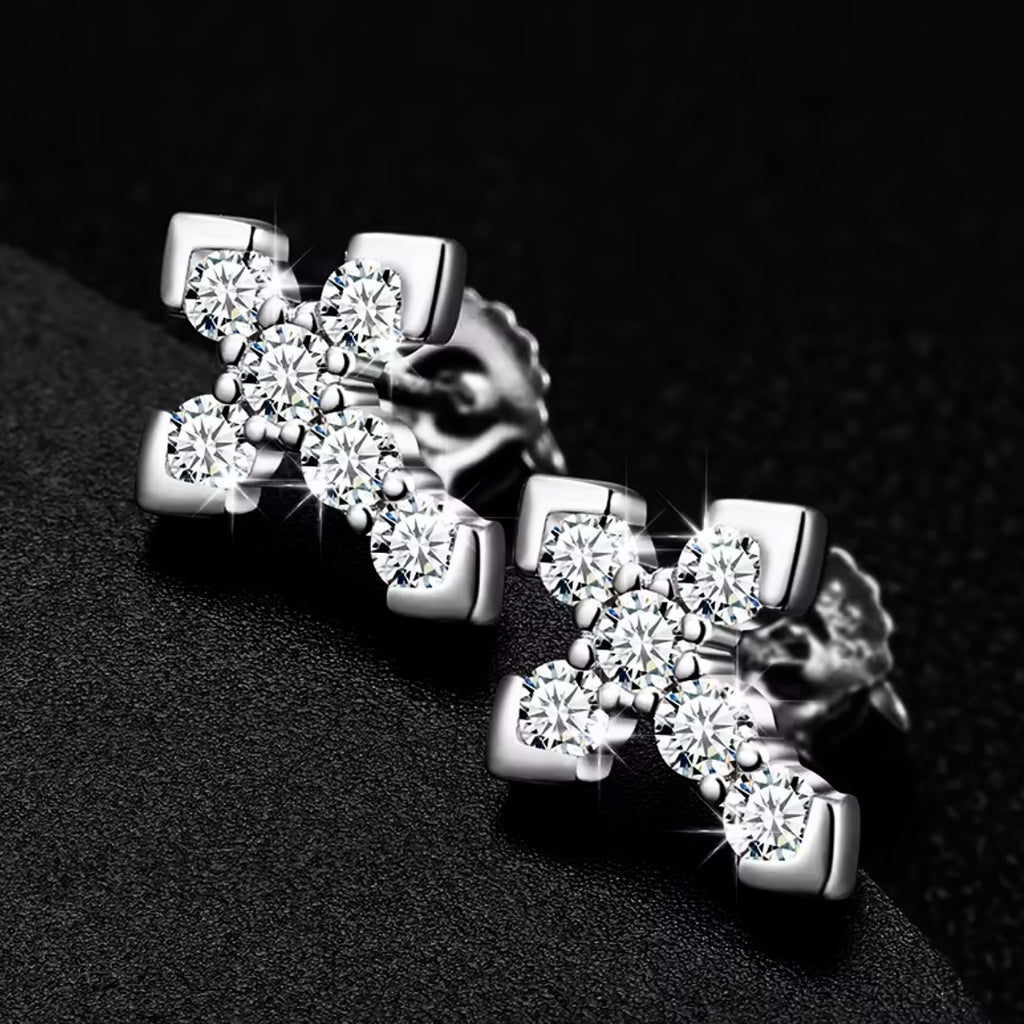 Moissanite Cross Earrings