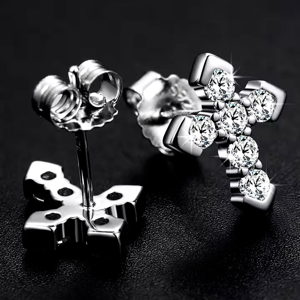 Moissanite Cross Earrings