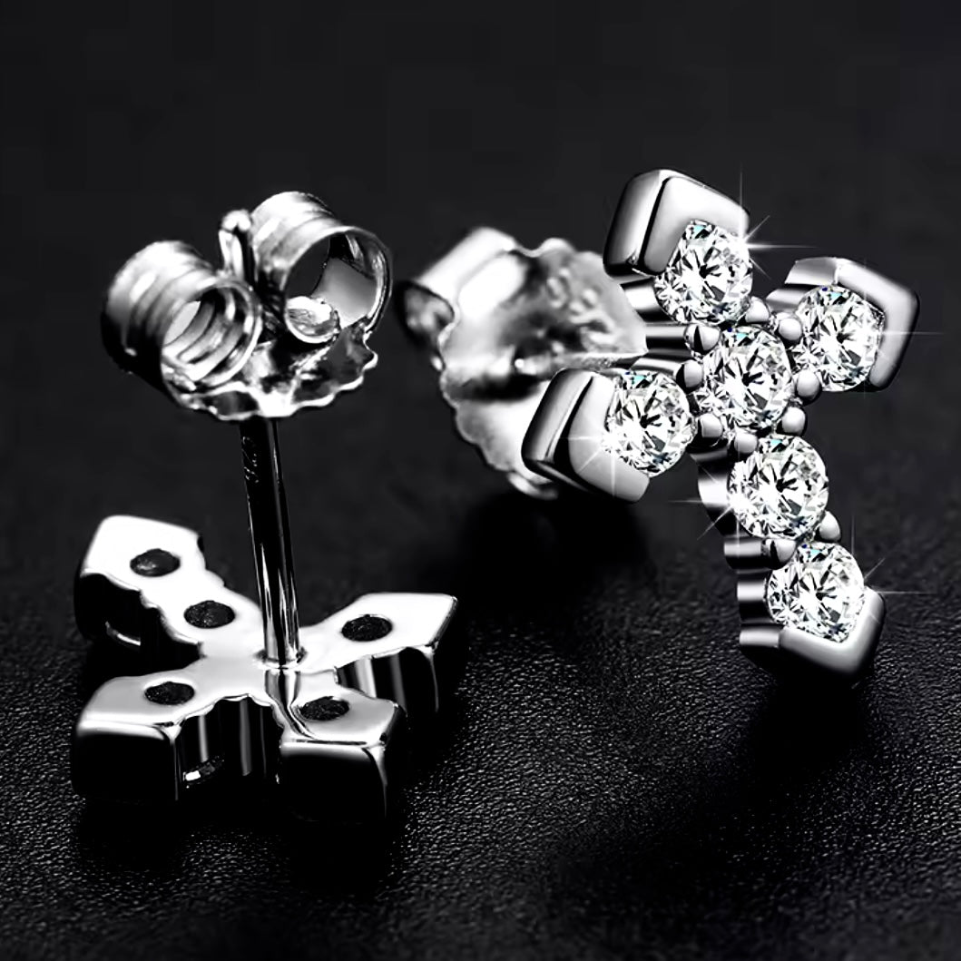 Moissanite Cross Earrings