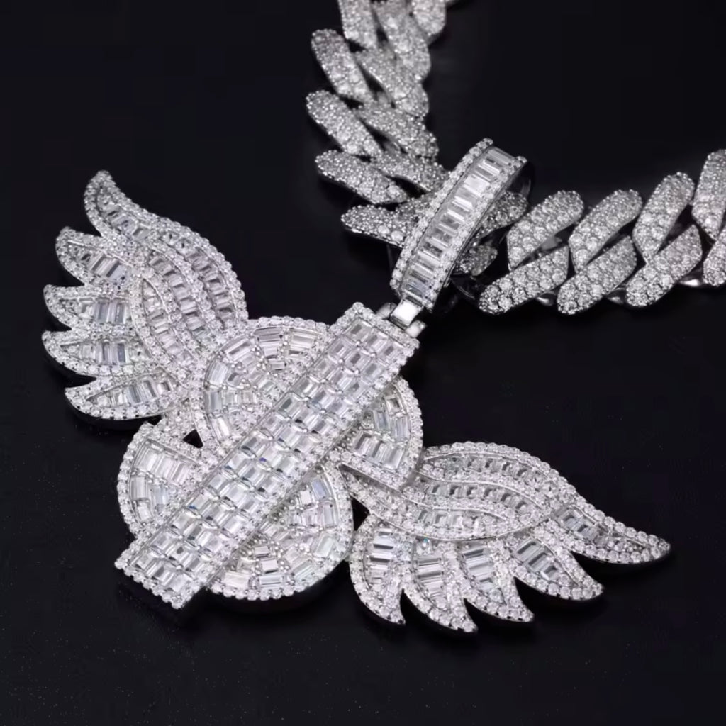 Moissanite Angel Wings Pendant