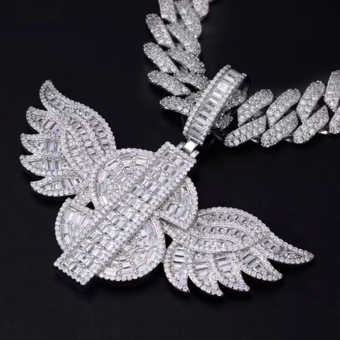 Moissanite Angel Wings Pendant