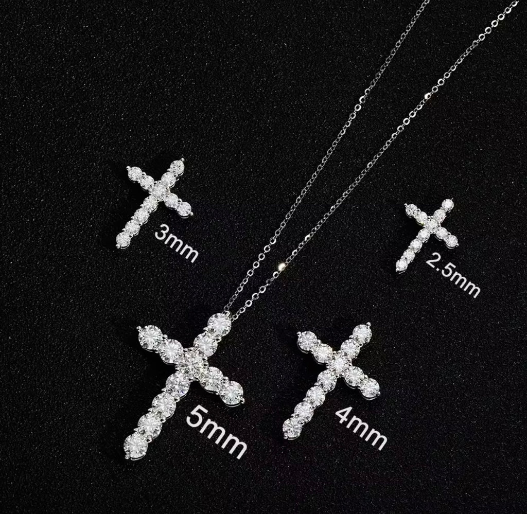 Moissanite Cross Pendant Necklace